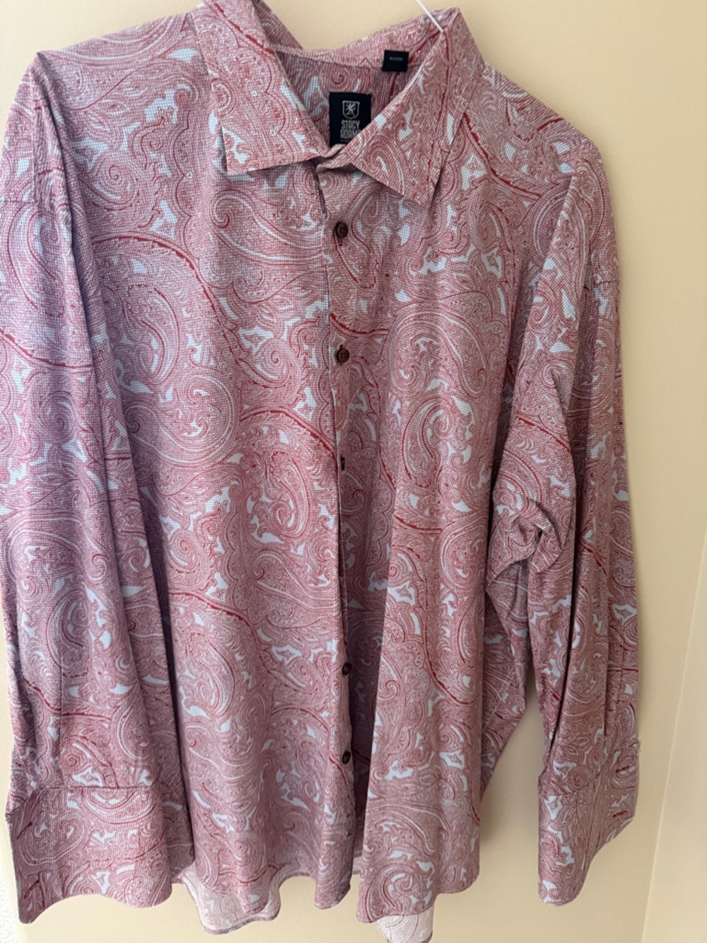 Stacy Adams Red/Orange & L.Blue Paisley Button-Down Shirt 20 34/35